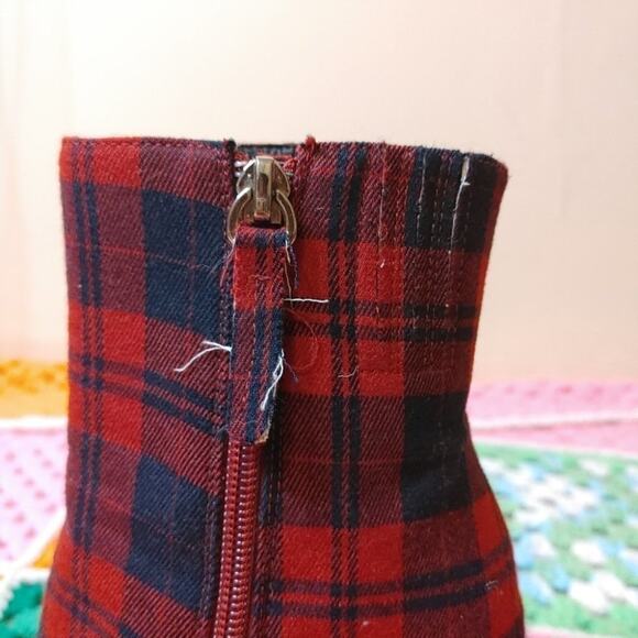 Alias Mae Ahara Bootie EU 36 Plaid Chunky Unique Statement Zipper Red Tartan - Picture 15 of 15